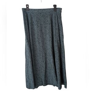 Vintage L.L. Bean Green Floral Cotton Cottagecore Farmhouse Midi Skirt Size L